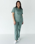Медичний костюм жіночий Топаз оливковий +SIZE